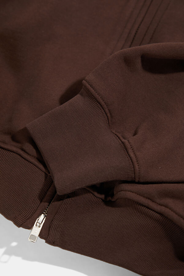 Koyu Kahve Relax Kalıp Kapuşonlu Erkek Sweatshirt 5