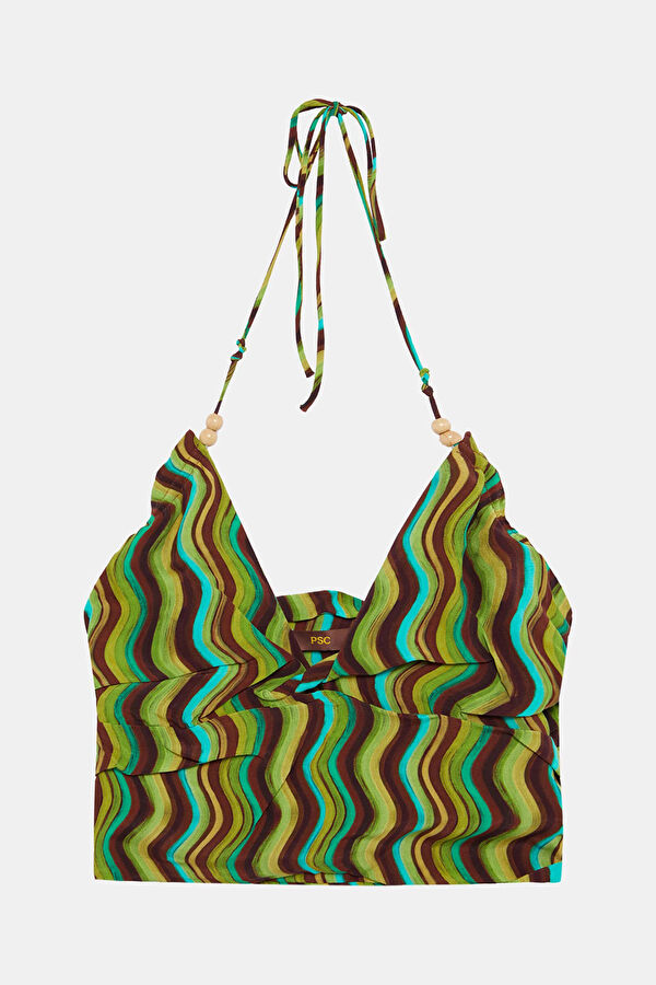 Colorful Striped Patterned Strappy Women's Blouse 2