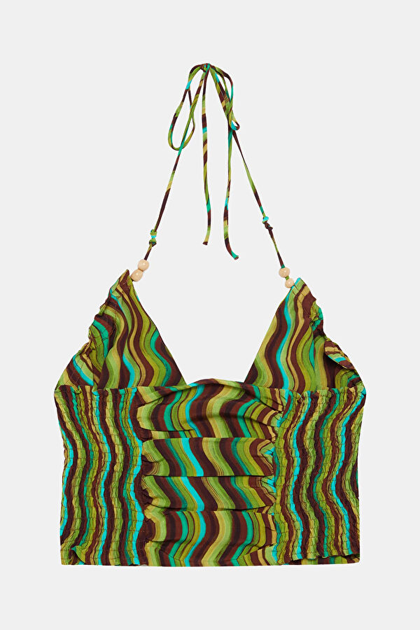 Colorful Striped Patterned Strappy Women's Blouse 3