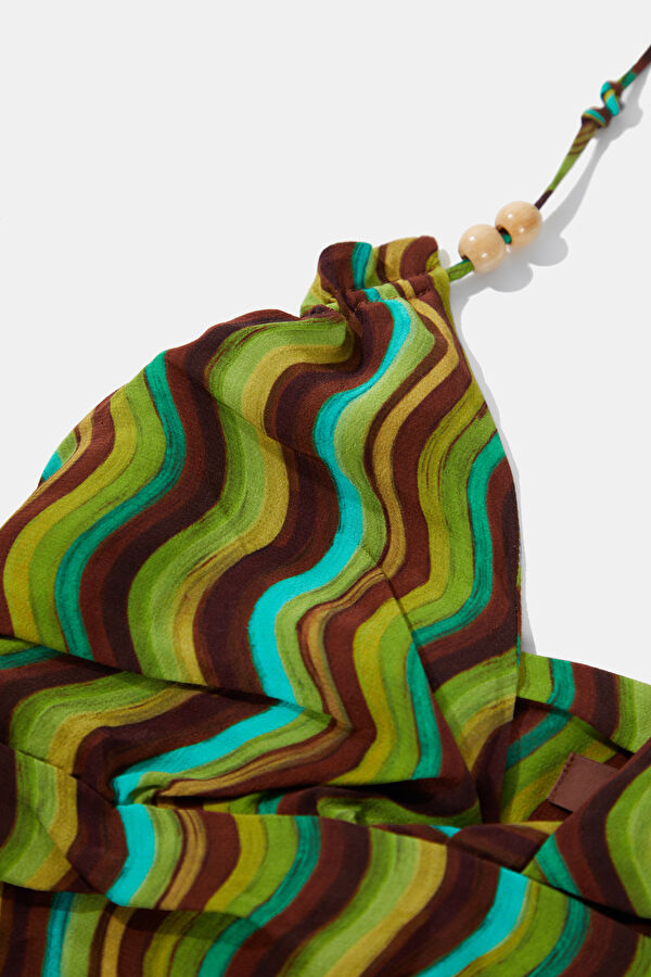 Colorful Striped Patterned Strappy Women's Blouse 4