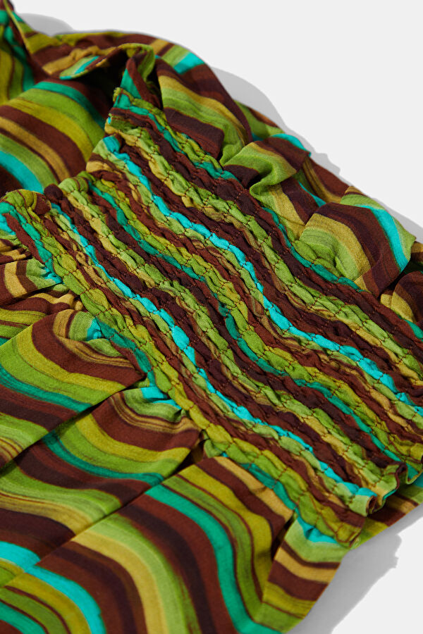 Colorful Striped Patterned Strappy Women's Blouse 5