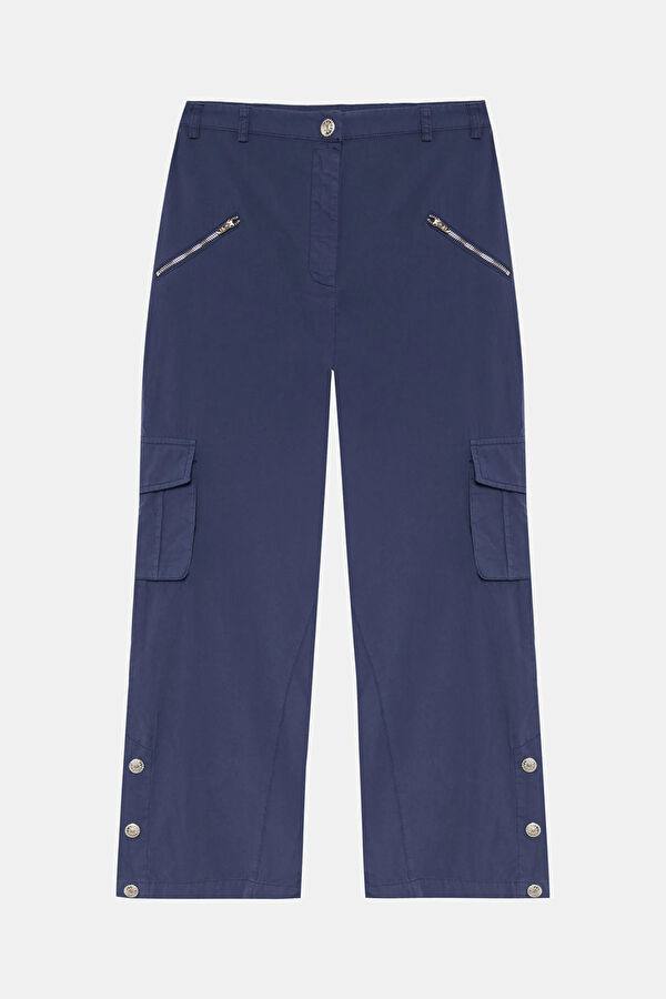 Navy Blue Straight Leg Women's Trousers