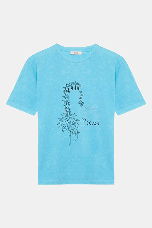 Blue Printed Women's T-Shirt