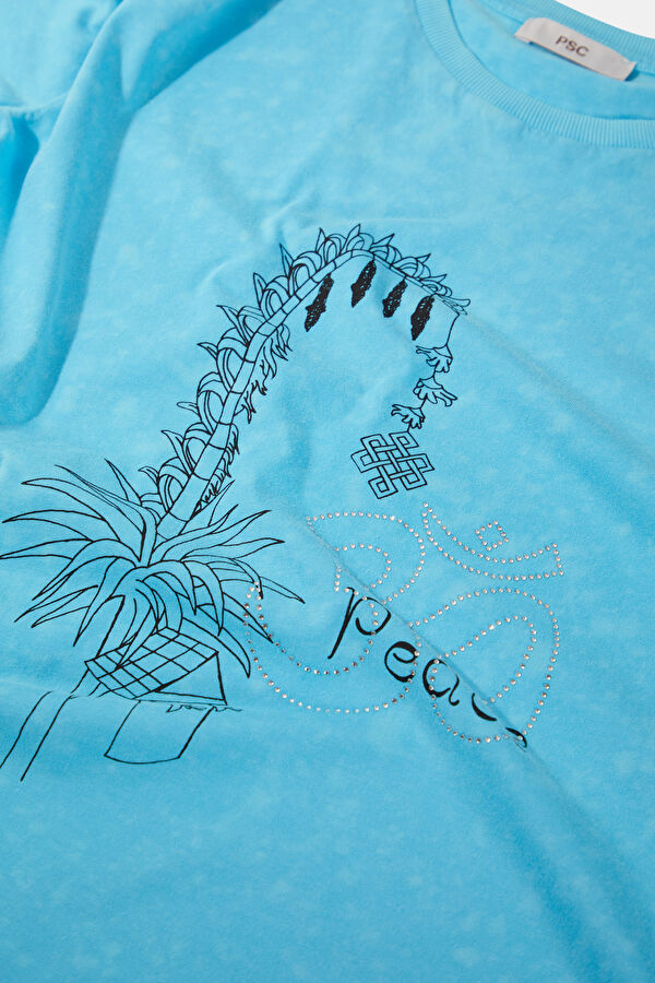 Blue Printed Women's T-Shirt 4