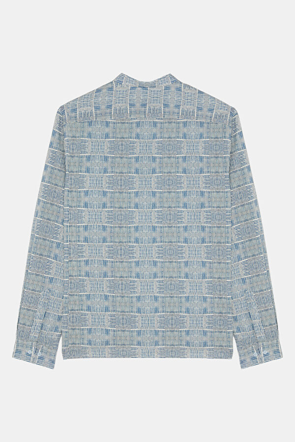 White Design Filled Mandarin collar Shirt 2