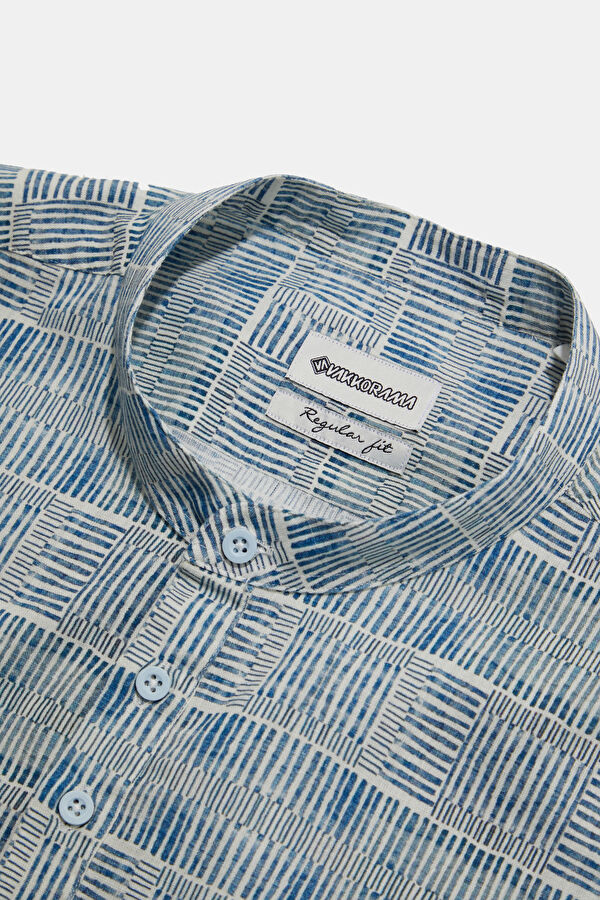 White Design Filled Mandarin collar Shirt 3