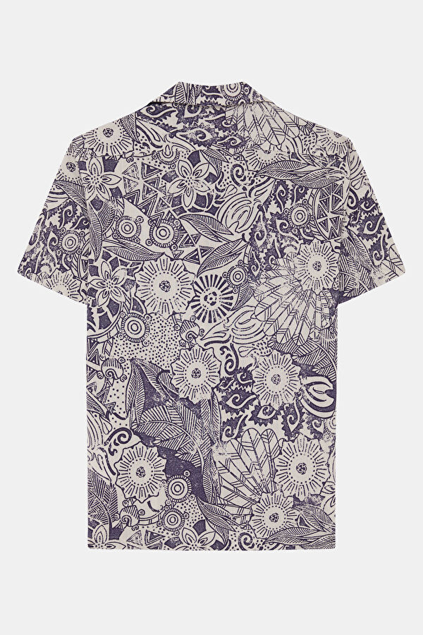 Natural Patterned Resort Collar Men's Shirt 2