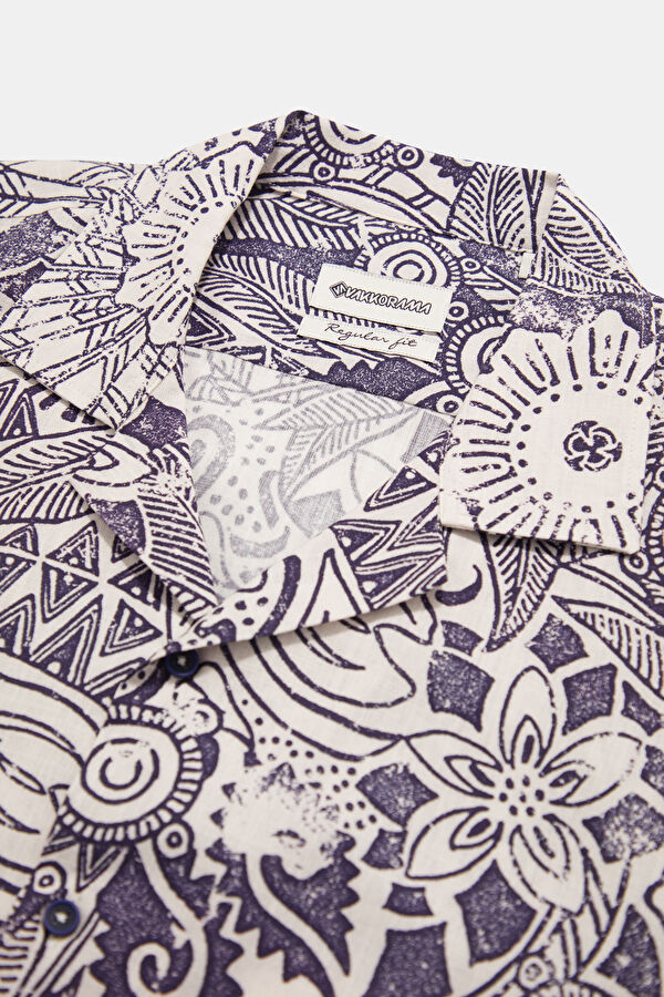 Natural Patterned Resort Collar Men's Shirt 3