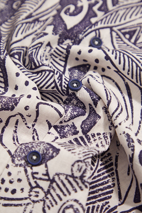 Natural Patterned Resort Collar Men's Shirt 4