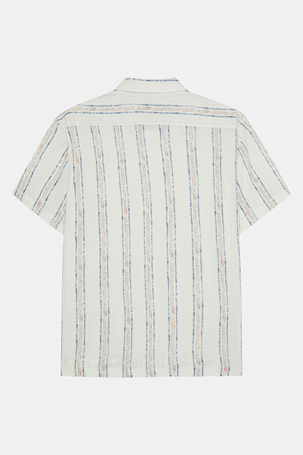 Men's Regular Shirt with Off-White Striped Pattern 2