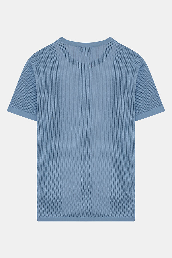 Blue Crew Neck Men's T-Shirt 2