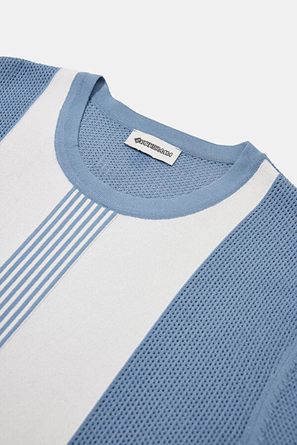 Blue Crew Neck Men's T-Shirt 3