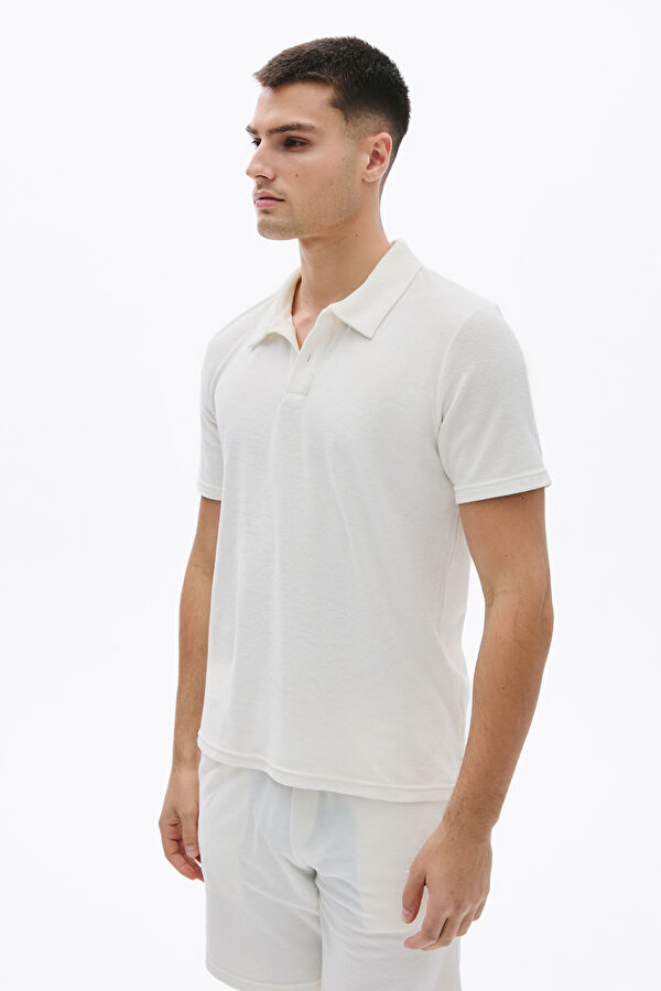 Relax Kalıp Ekru Polo Yaka Erkek T-Shirt