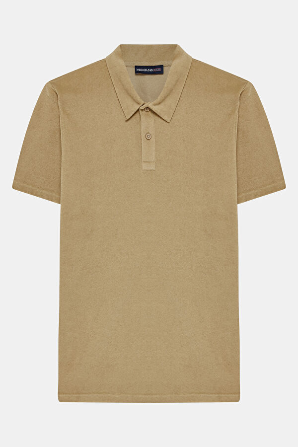 Relax Kalıp Bej Polo Yaka Erkek T-Shirt 3