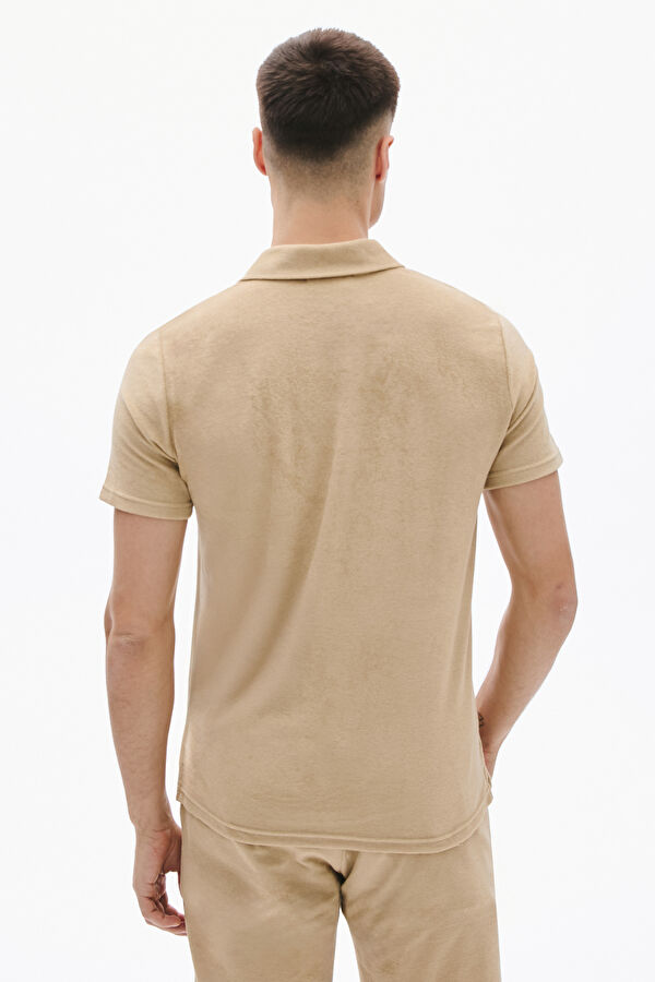 Relax Kalıp Bej Polo Yaka Erkek T-Shirt 2