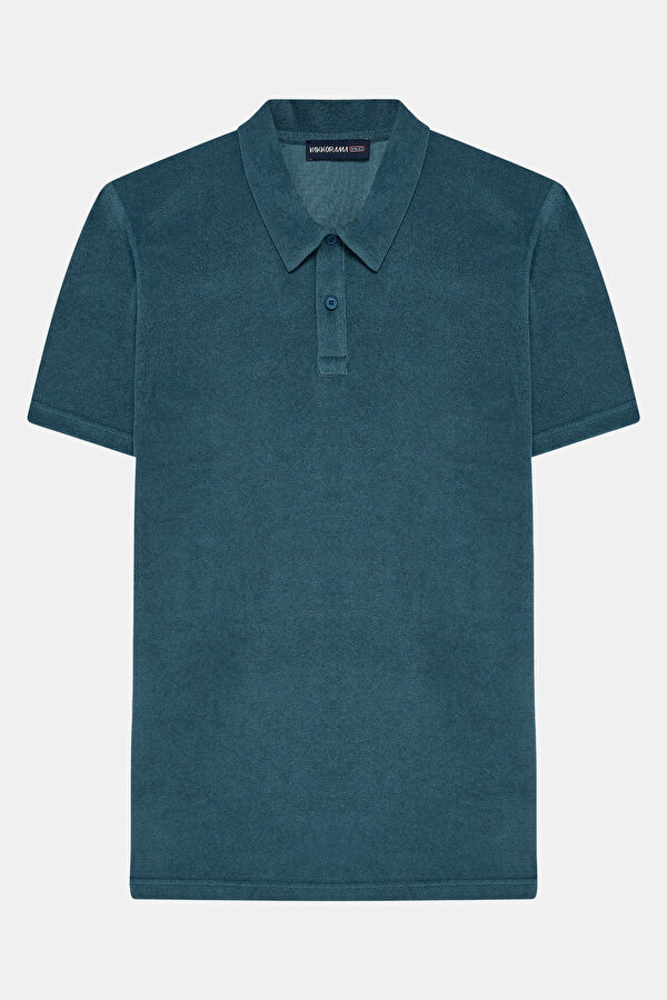 Relax Kalıp Petrol Polo Yaka Erkek T-Shirt 3