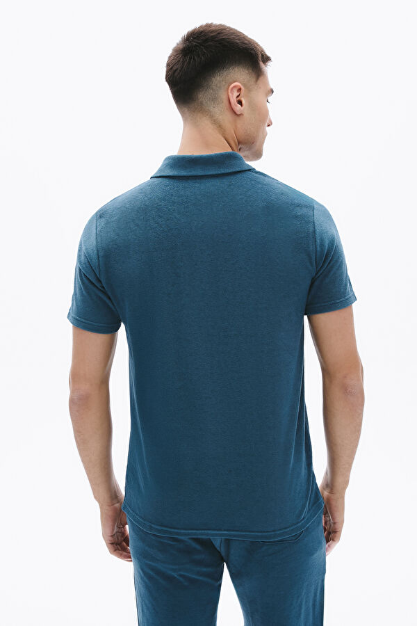 Relax Kalıp Petrol Polo Yaka Erkek T-Shirt 2