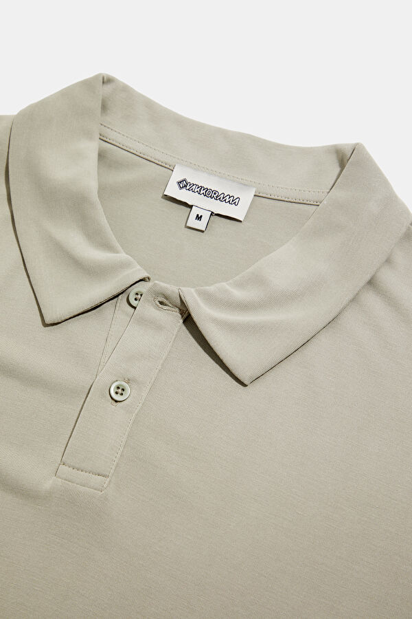Khaki Polo Collar Men's T-Shirt 3