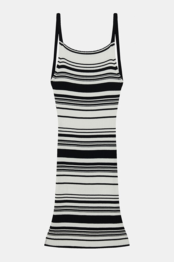 Çok Renkli Çizgili Kısa Kadın Elbise 3