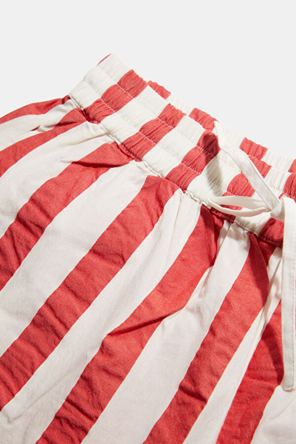 Red Striped Patterned Women's Shorts 3