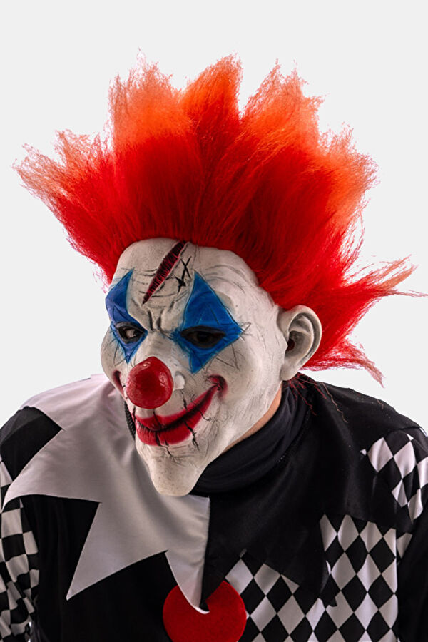 Kızıl Saçlı Başlı Palyaço Lateks Maske
