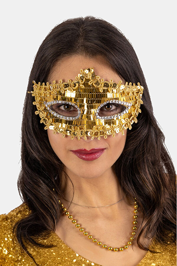 Gold Mask with Sequins on Card