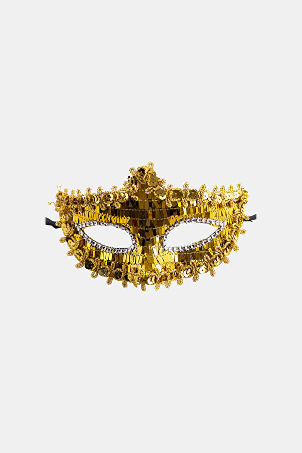 Gold Mask with Sequins on Card 2