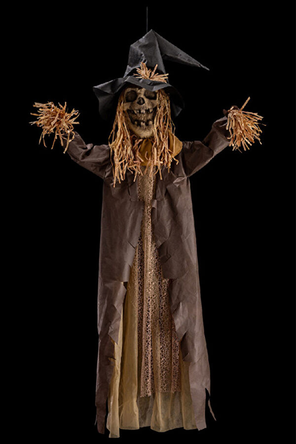 Hanging Scarecrow Skeleton with Hat - 210 cm