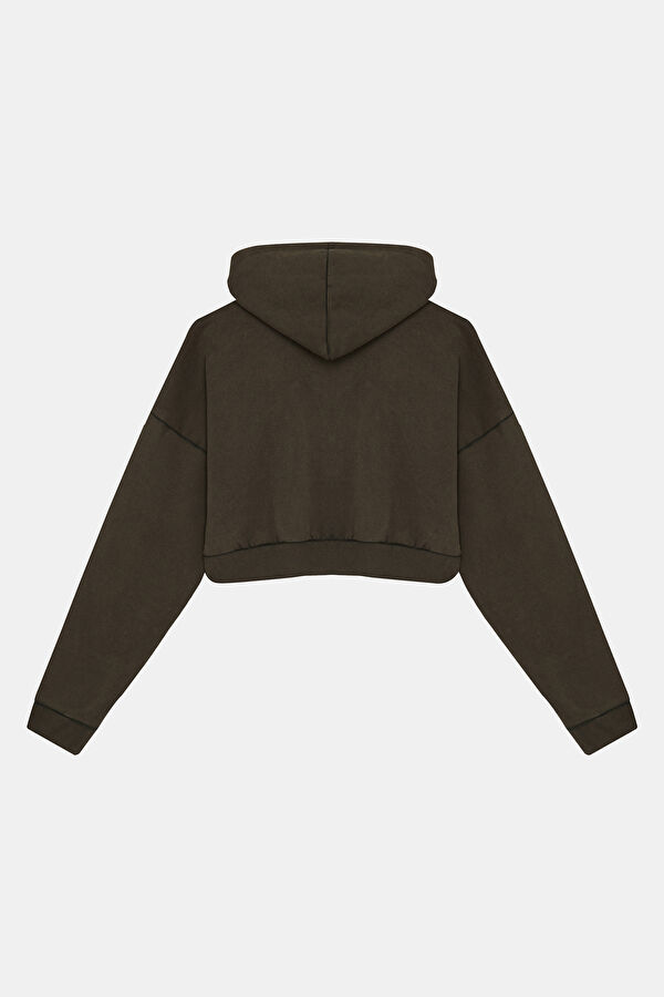 Dark Brown Hooded Women's Sweatshirt 2