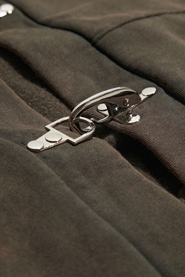 Dark Brown Hooded Women's Sweatshirt 4
