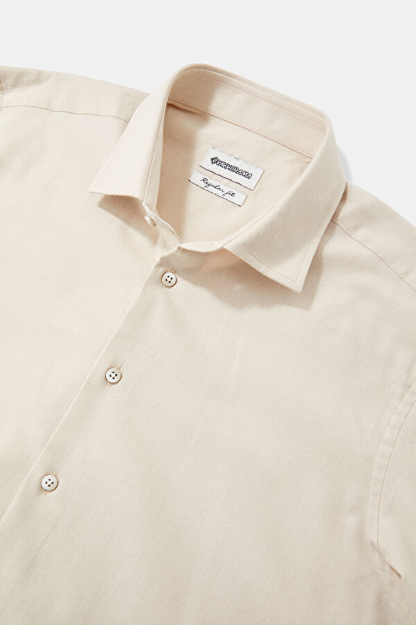 Beige Regular Men's Shirt 3
