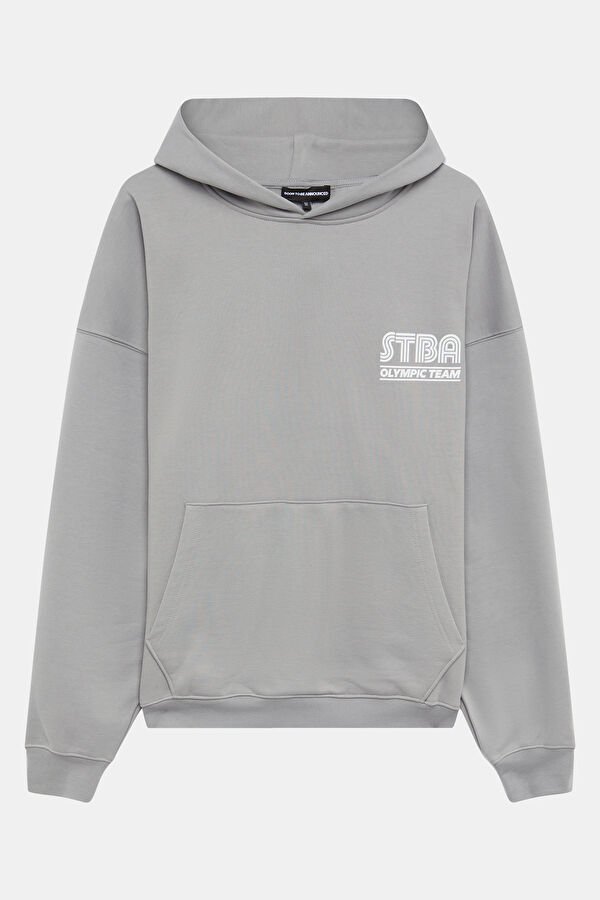 Equus Olimpica Gray Relax Fit Hooded Men's Sweatshirt