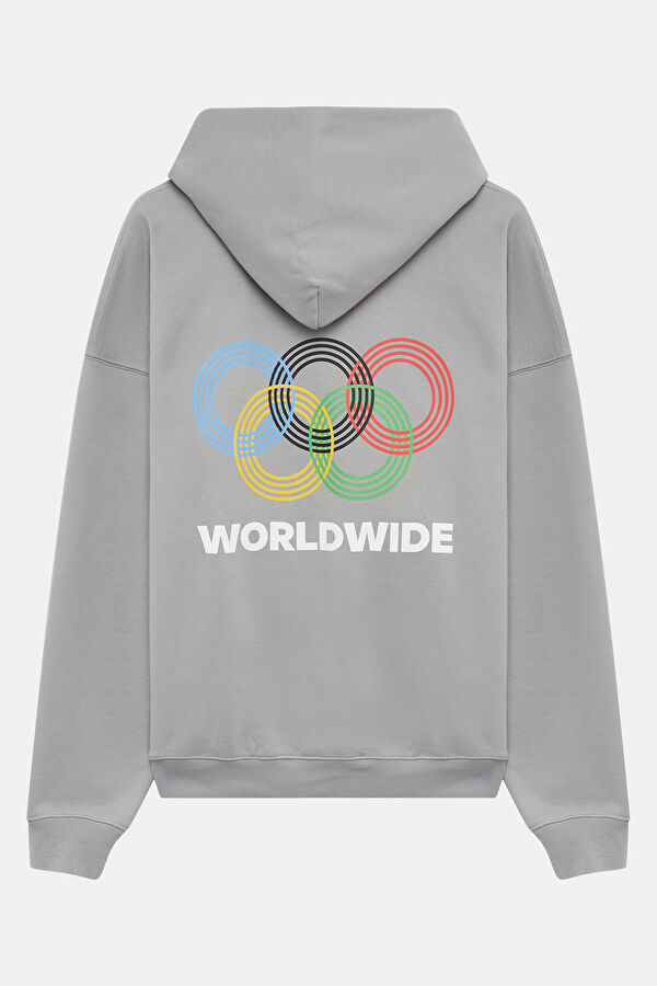 Equus Olimpica Gray Relax Fit Hooded Men's Sweatshirt 2