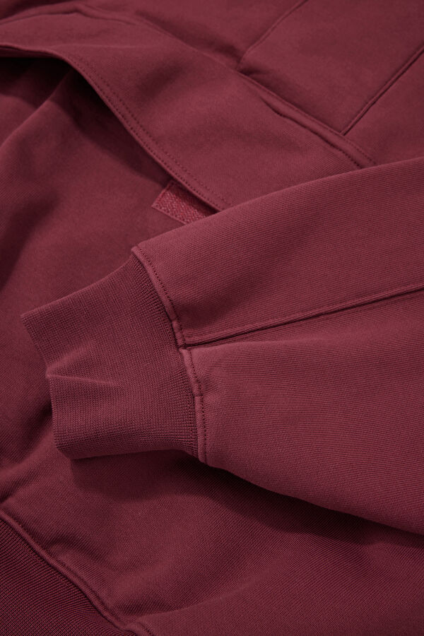Bordo Relax Kalıp Dik Yaka Erkek Sweatshirt 4