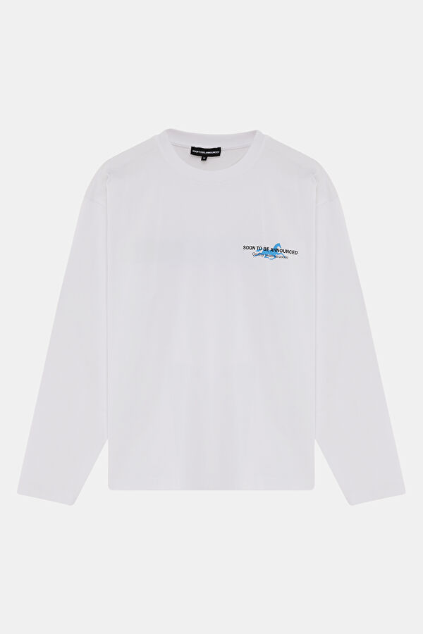 Equus Olimpica Relax Kalıp Beyaz Bisiklet Yaka Baskılı Erkek T-Shirt