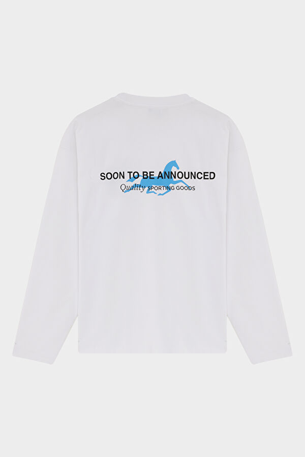 Equus Olimpica Relax Kalıp Beyaz Bisiklet Yaka Baskılı Erkek T-Shirt 2