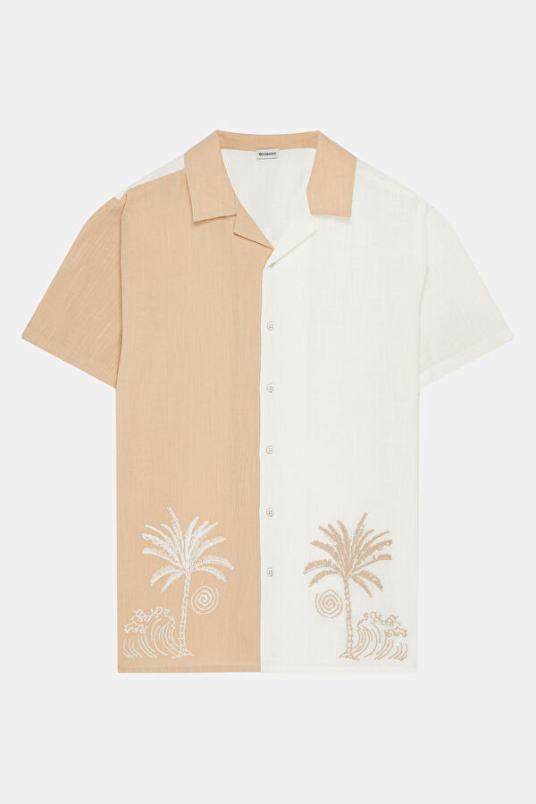 Ecru Embroidered Men's Shirt