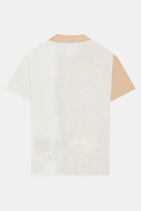 Ecru Embroidered Men's Shirt 2