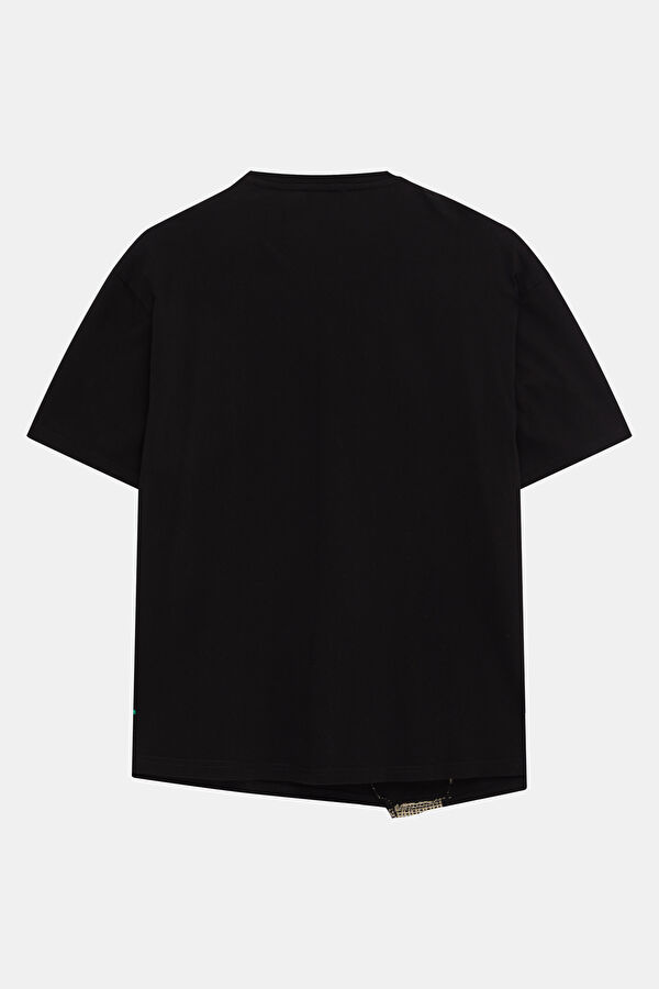 Siyah Bisiklet Yaka Garni Detaylı Erkek T-Shirt 2