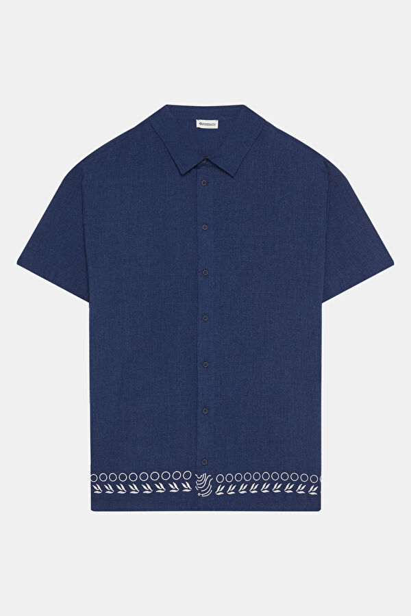 Indigo Embroidered Regular Shirt