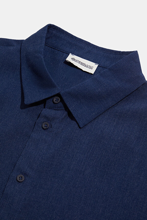 Indigo Embroidered Regular Shirt 3