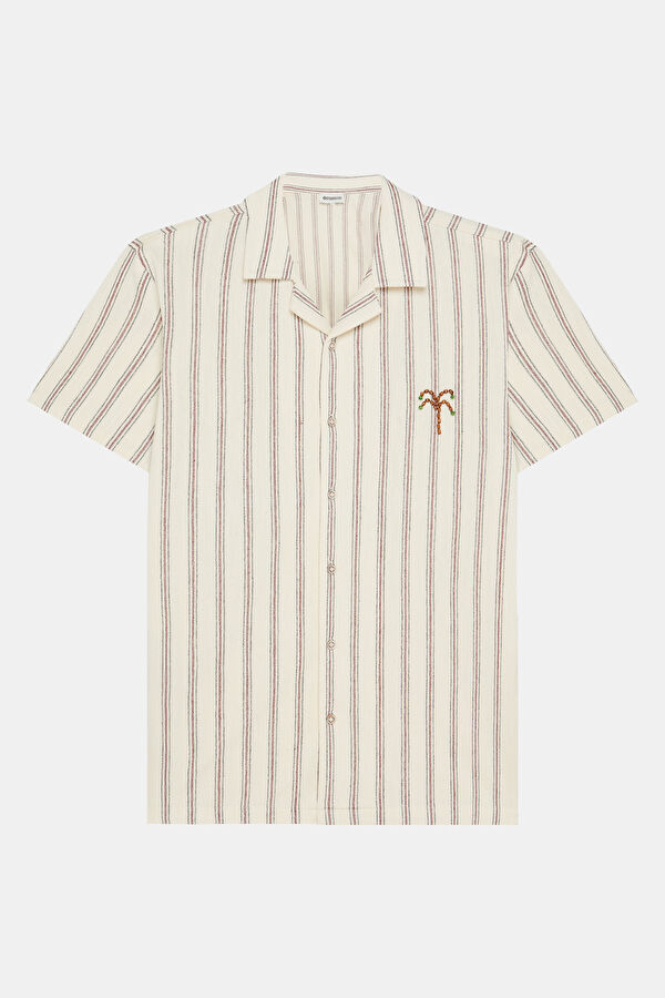 Ecru Striped Patterned Shirt 4