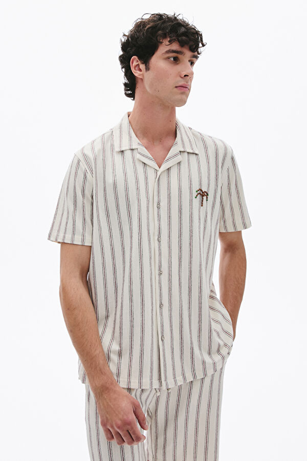 Ecru Striped Patterned Shirt