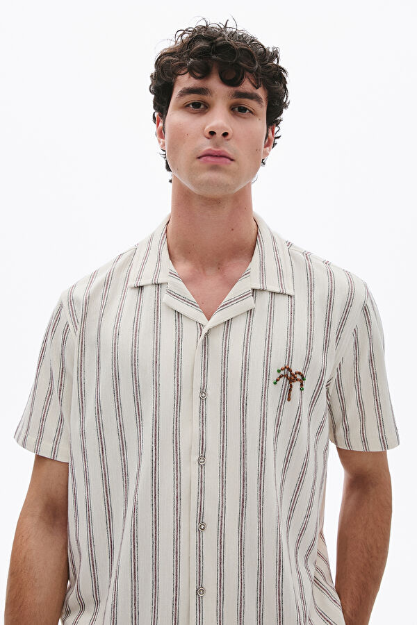 Ecru Striped Patterned Shirt 3