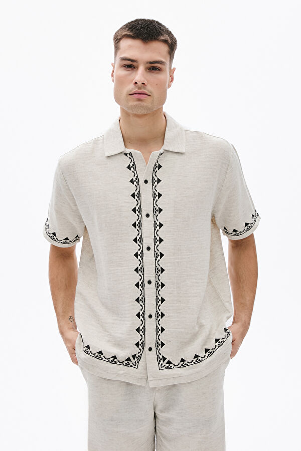 Natural Embroidered Shirt