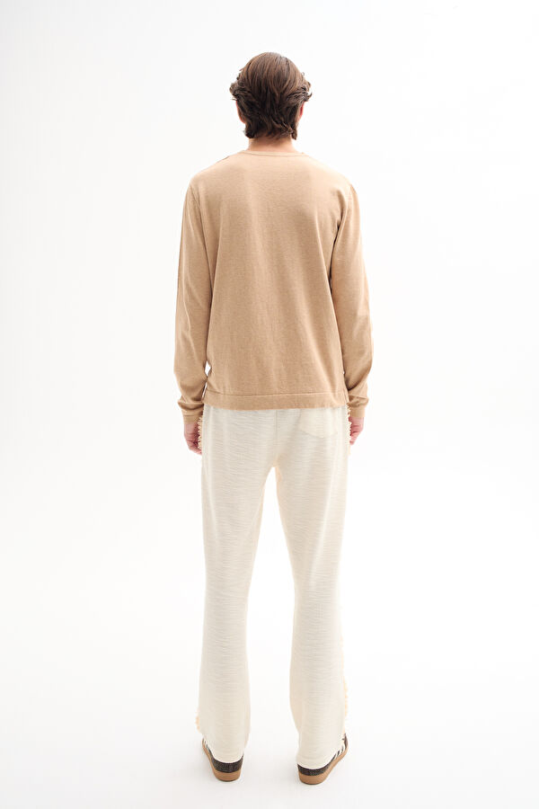 Beige Straight Leg Men's Trousers 2