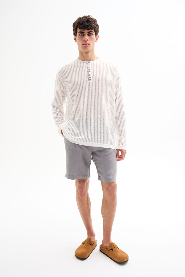 Off-white crew neck striped pattern men's T-shirt