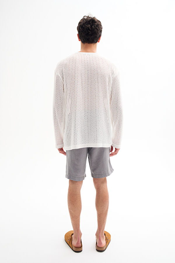 Off-white crew neck striped pattern men's T-shirt 2