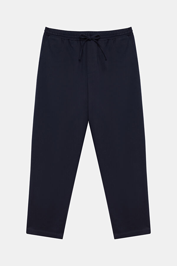 Relax Fit Navy Blue Straight Leg Men's Trousers