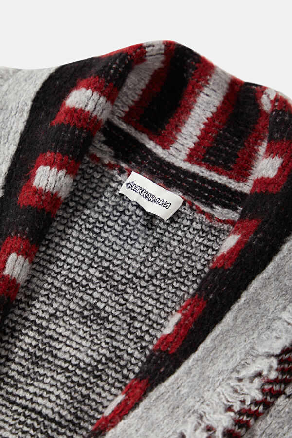 Multicolored Knitted Patterned Men's Cardigan 3